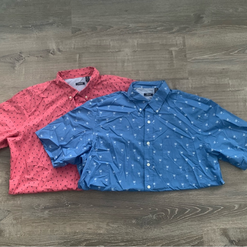 Izod Casual Button Down Shirts in Blue (XLT) and Pink (XXL)